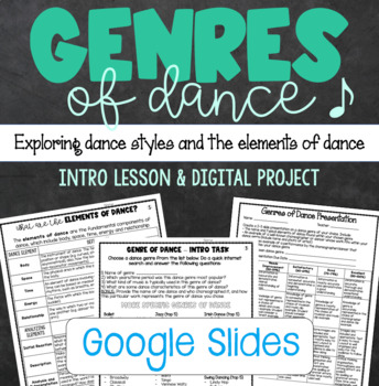 Preview of Genres of Dance - Intro Lesson and Digital Project for Distance Learning