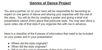 Preview of Genres of Dance Project