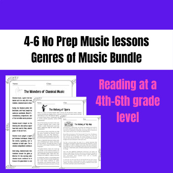 Preview of Genres of Music Bundle No prep elementary music sub plans