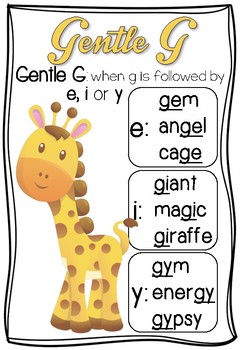 Gentle G - soft 'g' spelling rule poster by Miss D's Creations | TpT