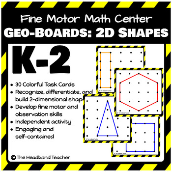 Preview of Geo-Board Task Cards: 2D Shapes, Math Center, Math Manipulative