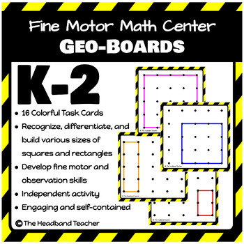 Preview of Geo-Board Task Cards: Square and Rectangle, Math Center, Math Manipulatives
