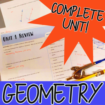 Preview of Geo Unit 1: Consumable Book with Activities, Homework Worksheets, Quizzes, ect.