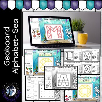 Preview of Geoboard  Alphabet Activities Sea Theme