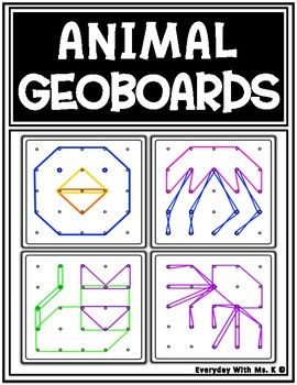 Preview of Geoboard Animal Task Card Work It Build It Make It STEM Mats