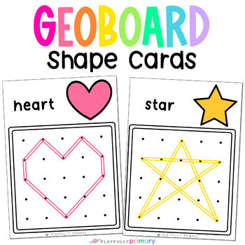 Preview of Geoboard Task Cards, 2D Shapes Geoboard Printable Activity Patterns