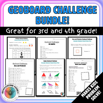 Preview of Geoboard Challenge Bundle- 2D Polygons, Area, Perimeter, Angles, Triangles