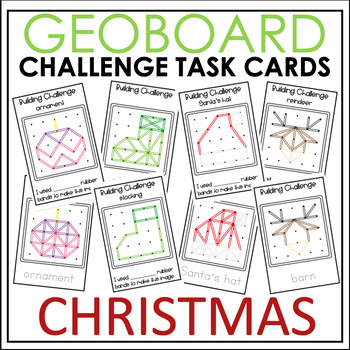 Preview of Geoboard Challenge Task Cards - Christmas - Fine Motor