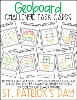 Preview of Geoboard Challenge Task Cards - St. Patrick's Day