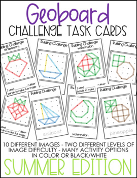 Geoboard Challenge Task Cards Summer By Marsha Mcguire Tpt