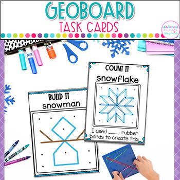 Preview of Winter Activities Fine Motor Hands on Math Lessons Geoboard Shapes Task Cards