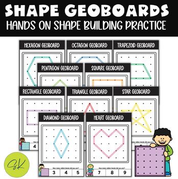 Geoboard Shapes Task Cards Easy and Hard Levels by Simply Kiddos