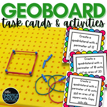 Preview of Geoboard Task Cards - 2D Shapes, Area, Perimeter, and Multiplication Activities