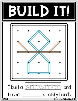 Preview of Geoboard Winter Christmas Holiday Task Card Work It Build It Make It STEM Mats