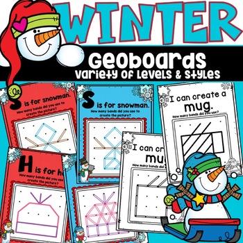 Preview of Geoboards Task Cards Winter