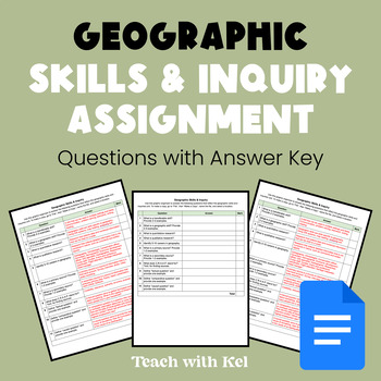 Preview of Geographic Skills and Inquiry Assignment with Answer Key