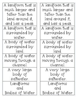 Preview of Geographical Features - Landforms and Bodies of Water