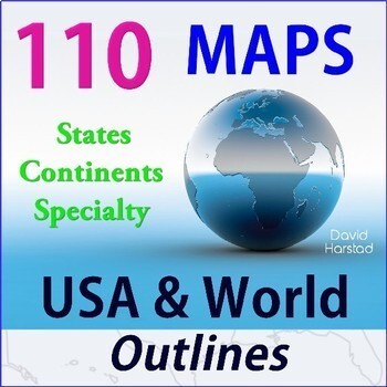 Preview of Geography | 110 Maps | USA & World Outlines (K-12)
