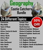 US and World Geography Cootie Catchers Bundle (Map Skills 