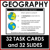 Geography 32 Task Cards 32 Slides Map Work Terminology Vocabulary