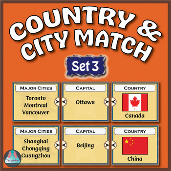 Preview of Geography Activity: Countries, Capitals and Cities Match - Set 3
