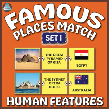 Preview of Geography Activity: Famous Places Match – Human Features Set 1