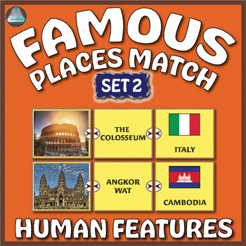 Preview of Geography Activity: Famous Places Match – Human Features Set 2