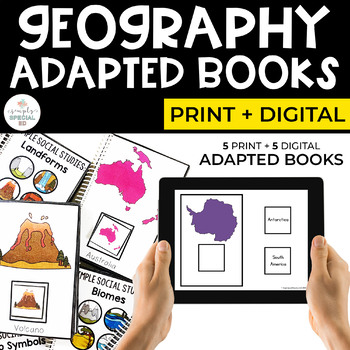 Preview of Geography Adapted Books Bundle for Special Ed | Print + Digital
