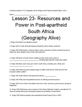Preview of TCI Geography Alive! (Regions and People): Lesson 23 Follow-Along Review Guide