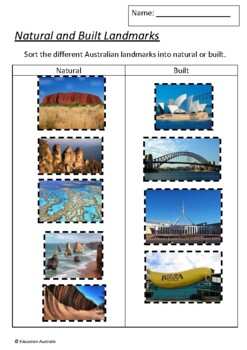 Preview of Geography - Australian Landmarks - Natural and Built Sort