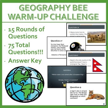 Preview of Geography Bee Challenge - Set One