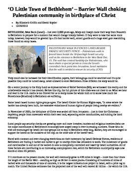 Preview of Geography - "Bethlehem" article and essay rubric