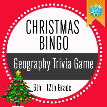 Preview of Geography Christmas Tree Bingo: Fun Trivia Game For Christmas