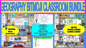 Preview of Geography Bitmoji Classroom Bundle w/links & Activities!