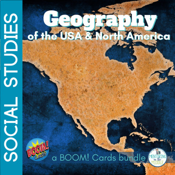 Preview of Geography Boom Cards and Map Skills - United States and North America
