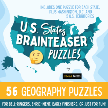 Preview of Geography Brain Teaser Emoji Puzzles for U.S. States and Territories