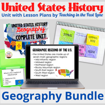 Preview of Geography - US History - United States Geography and Map Skills Activities