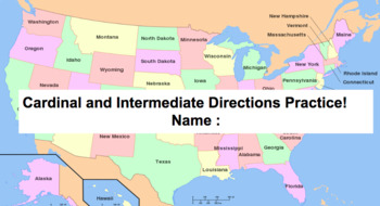 Preview of Geography Cardinal and Intermediate Directions USA Map Activity Digital!