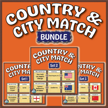 Preview of Geography Center Activity: Countries, Capitals and Cities Match - Bundle