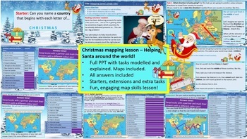 Preview of Geography Christmas mapping lesson! KS3 KS4 SEN Plan Santa´s journey with maps