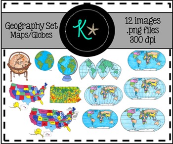 Preview of Geography Clip Art - Maps, Globes, Earth