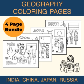 Preview of Geography Coloring Page: Asia 1 Bundle