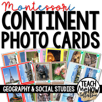 Preview of Montessori Geography: Continent Cards Photo Cards, Social Studies
