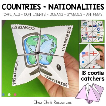 Preview of Geography Cootie Catchers: Countries, Nationalities, Continents, Oceans...