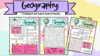 Preview of Geography Crossword and Word Search Puzzles