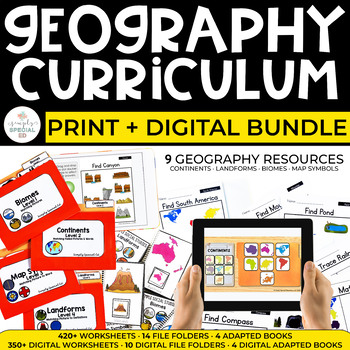 Preview of Geography Curriculum for Special Ed: PRINT + DIGITAL BUNDLE (9 RESOURCES)