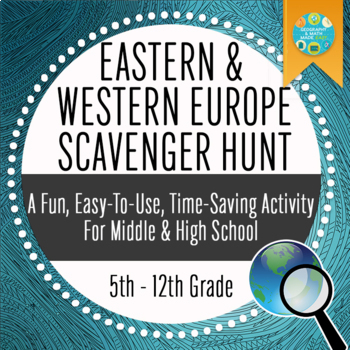 Preview of Europe Geography — Eastern & Western Europe Scavenger Hunt (Intro Activity)