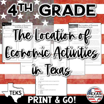 Preview of Geography & Economics in Texas 4th Grade Social Studies Reading TEKS 4.11B