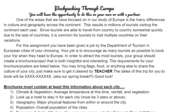 Preview of Geography: European Travel Brochure