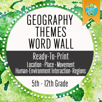 Preview of World Geography —  Five Themes of Geography Word Wall